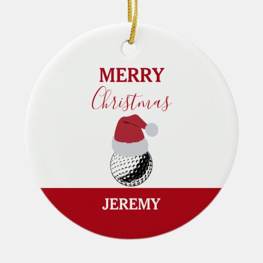 Kerst Golf Ball Sport Aangepaste naam Keramisch Ornament (Voorkant)