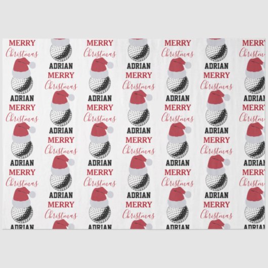 Kerst Golf Ball Sport Aangepaste naam Tissuepapier (Voorkant)