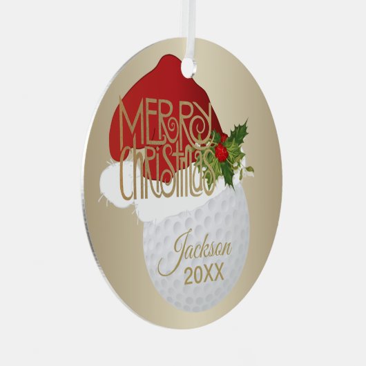 Kerst Golfbal Keramisch Ornament (Voorkant Rechts)