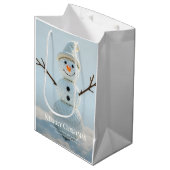 Kerst golfbal sneeuwman medium cadeauzakje (Voorkant Gekanteld)