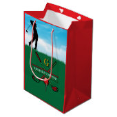 Kerst Golfer Monogram Ontwerp Medium Cadeauzakje (Voorkant Gekanteld)