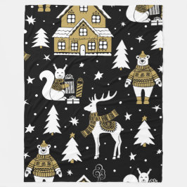 Kerst Goud 60x80 Fleece Deken