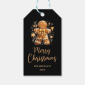 Kerst Goud Gingerbread Vrolijke Feestelijke Vakant Cadeaulabel (Voorkant)