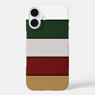 Kerst Goud Groen Rood Zilver en Witte Strepen iPhone 16 Hoesje