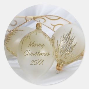 Kerst Goud Ornamenten Ronde Sticker