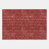 Kerst Goud Rood Wit Glitter Stripes Inpakpapier Vel (Voorkant 3)