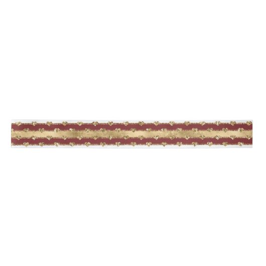 Kerst Goud Rood Witte Strepen Glitter Harten Lint (Voorkant)
