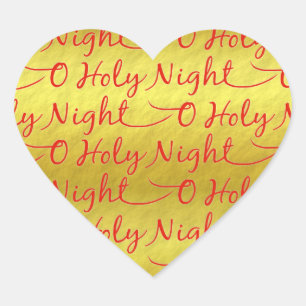 Kerst Gouden Folie Heilige Nacht Typografie Hart Sticker