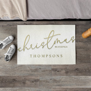 Kerst Gouden Kalligrafie Script Moderne Zegeningen Deurmat