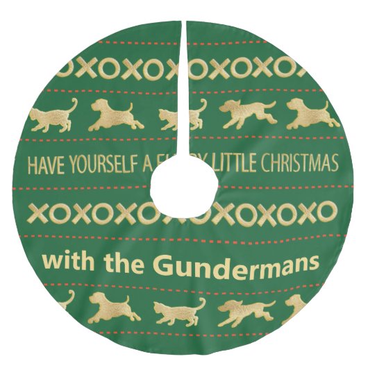 Kerst Gouden Kat Hond Furries Kerstboom Rok (Voorkant)