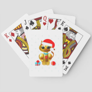 Kerst gouden poes kat cartoon pokerkaarten