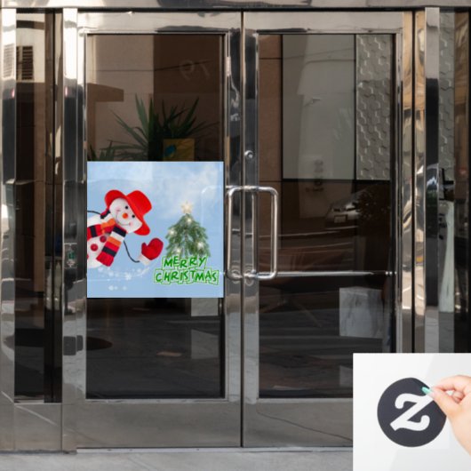 Kerst Grappig lachende sneeuwpop raam klampen Raamsticker (Kantoordeur)