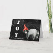 Kerst Grappig | Raccoon Joy Black Vakantiekaarten Feestdagen Kaart (Voorkant)