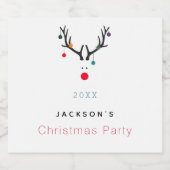 Kerst grappig rendierlijk rood sparkling wijnetiket (Enkel label)