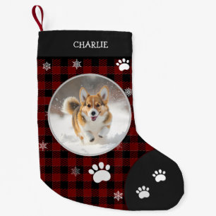 Kerst Grappig Schattige Hond Kleine Zwart Plaid Fo Kleine Kerstsok