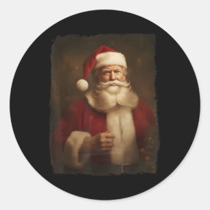 Kerst Grappig Trump Sinterklaas Retro Vintage Ronde Sticker