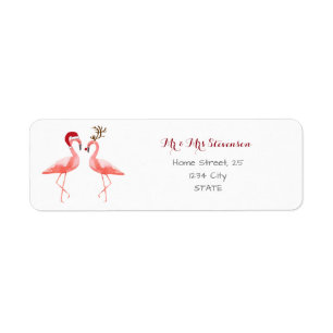 Kerst grappige flamingo's gepersonaliseerd etiket