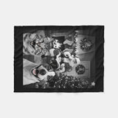 Kerst Grappige Kat Hond Selfie Met Sinterklaas Cu Fleece Deken (Voorkant (Horizontaal))