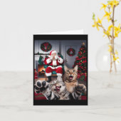 Kerst Grappige Kat Hond Selfie Met Sinterklaas Cu Kaart (Gele Bloem)