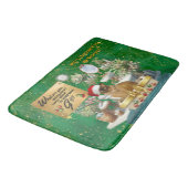 Kerst grappige kat in kattenbak badmat (Gekanteld)