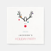 Kerst grappige rendier witte rode monogram servet (Voorkant)