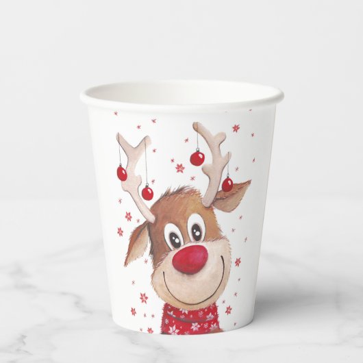 Kerst grappige rendieren rode versiering papieren bekers (Achterkant)