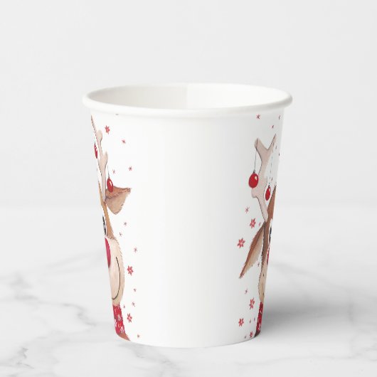 Kerst grappige rendieren rode versiering papieren bekers (Links)