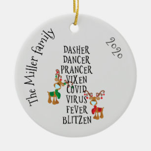 Kerst Grappige Rendiernamen Covid 2020 Op Maat Keramisch Ornament