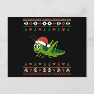 Kerst grasgrasshopper Kerstman hoed lelijke trui X Feestdagenkaart