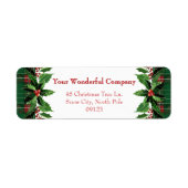 Kerst Green Plaid en Holly | teruggave Etiket (Voorkant)