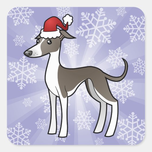 Kerst Greyhound/Whippet/Italiaans Greyhound Vierkante Sticker (Voorkant)