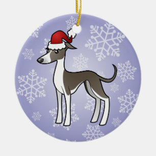 Kerst Greyhound/Whippet/Italiaanse Greyhound Keramisch Ornament