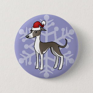 Kerst Greyhound/Whippet/Italiaanse Greyhound Ronde Button 5,7 Cm