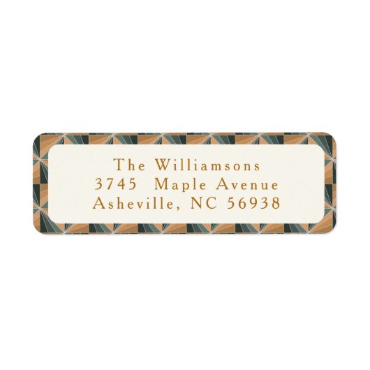 Kerst Groen Art Deco Retouradres Etiket (Voorkant)