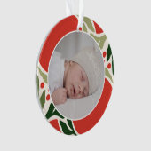 Kerst groen bessen houden ornament (voorkant)