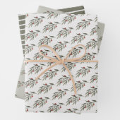 Kerst groen bladeren & bessen inpakpapier vel (In situ)