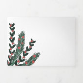 Kerst Groen Botanische Gouache bruiloft Drieluik Uitnodiging (Cover)