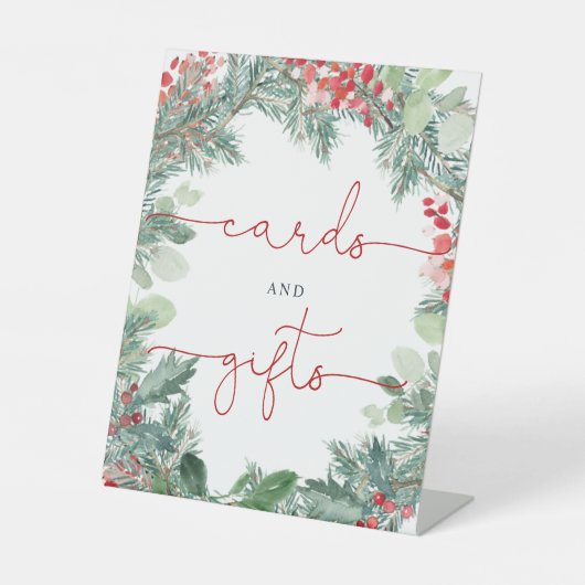 Kerst Groen Douche Kaarten & Cadeaus Reclamebord Met Voetstuk (Voorkant)