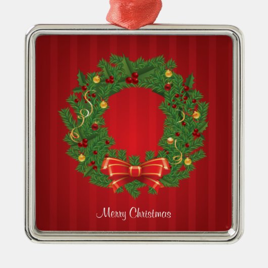 Kerst, groen en rood metalen ornament (Voorkant)