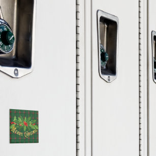 Kerst Groen Plaid met Krans Magneet