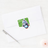 Kerst groen plein sticker Penguin schaatsen. (Envelop)