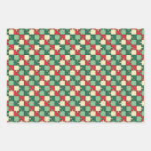 Kerst Groen Rood Geometrisch Puzzel Stuk Patroon Inpakpapier Vel (Voorkant)