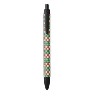 Kerst Groen Rood Geometrisch Puzzel Stuk Patroon Zwarte Inkt Pen
