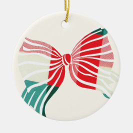 Kerst groen & rood geplakt gebonden met boog foto keramisch ornament