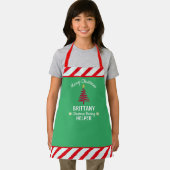 Kerst Groen & Rood Wit Strepen Elf Kind Schort (Insitu)