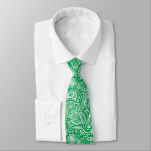 Kerst Groen & Wit Paisley Patroon Stropdas