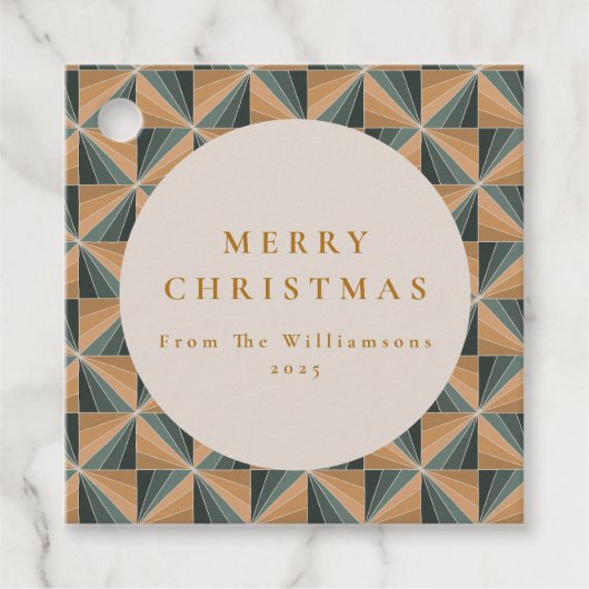 Kerst Groene  Art Deco Aangepaste Vakantie Bedankjes Labels (Voorkant)