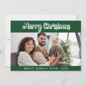 Kerst groene familie foto script modern feestdagenkaart (Voorkant)