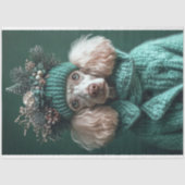 Kerst Groene Poedel Portret Decoupage Tissuepapier (Voorkant)