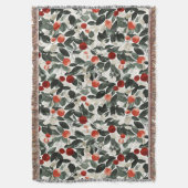 Kerst groene rode bessen deken (Voorkant Verticaal)